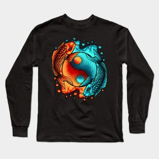 Yin & Yang Garden Pond Koi Fish Japanese Koi Carp Long Sleeve T-Shirt